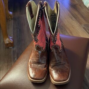 Innovation Brown Leather Studded Square Toe Cowboy Boots Youth size 2